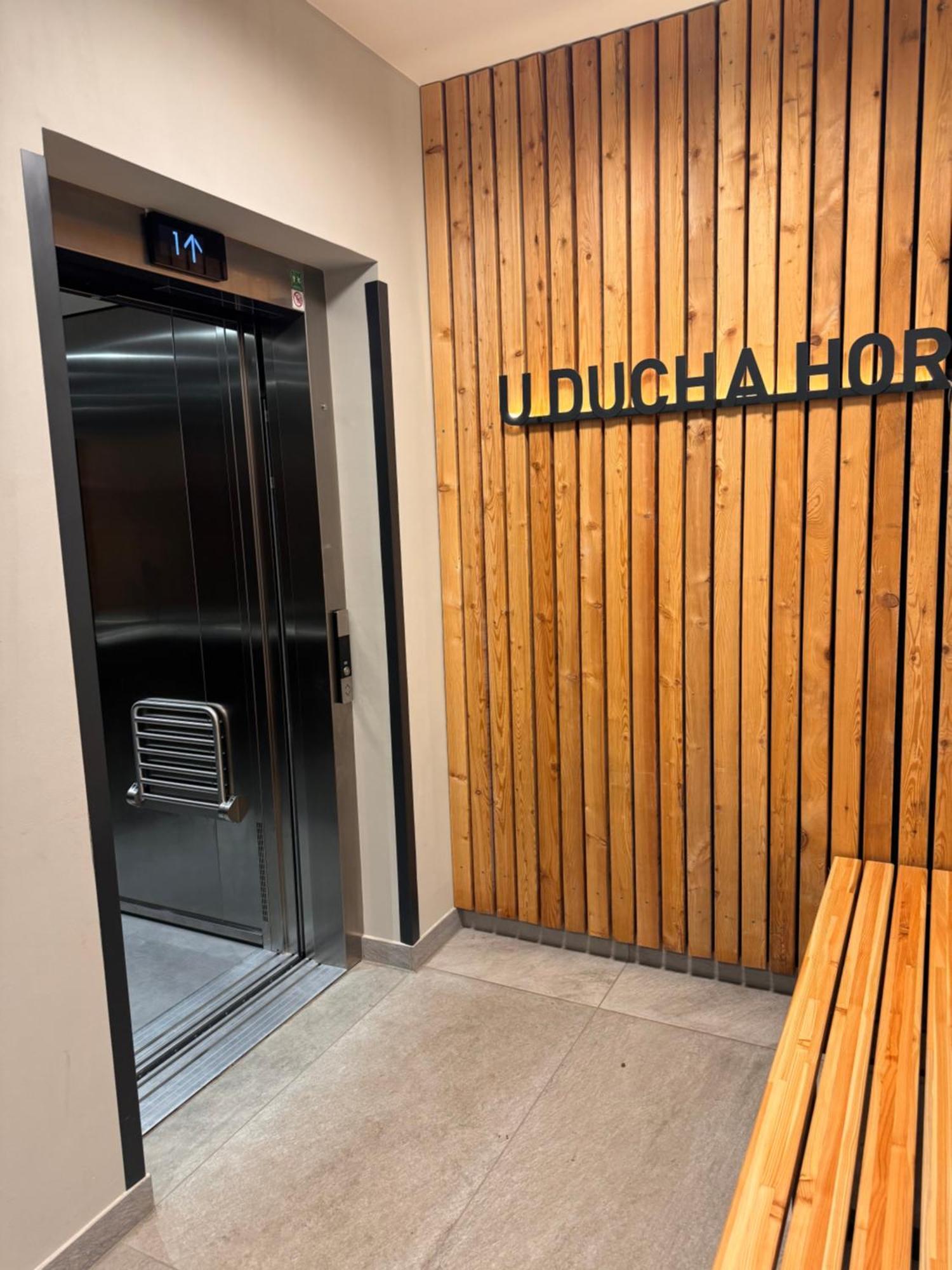 Luxusní Apartmán GRAND v centru Harrachova se soukromou Mega terasou, s možností dobíjení wallbox EV a výhledem na Harrachovský kostelíček Exterior foto
